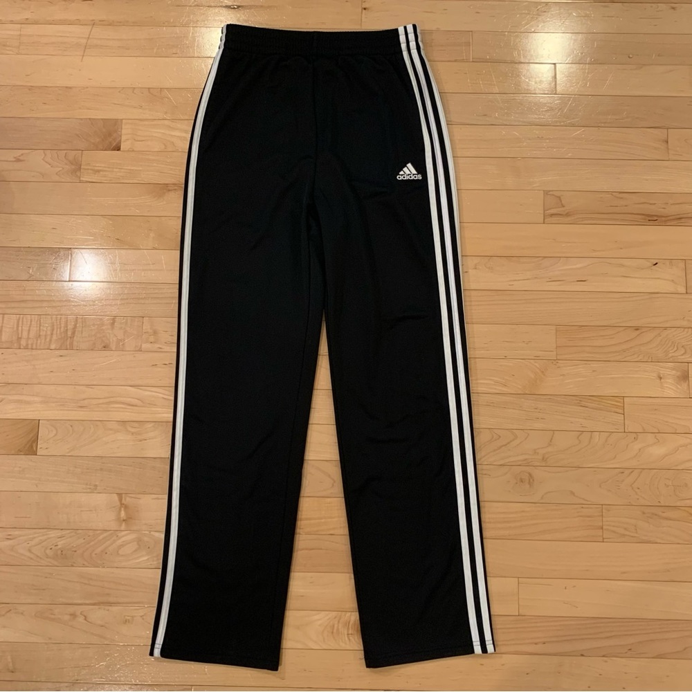 Adidas Youth Boys Size XL 18/20 Black Track Pants Athletic Sweatpants EUC